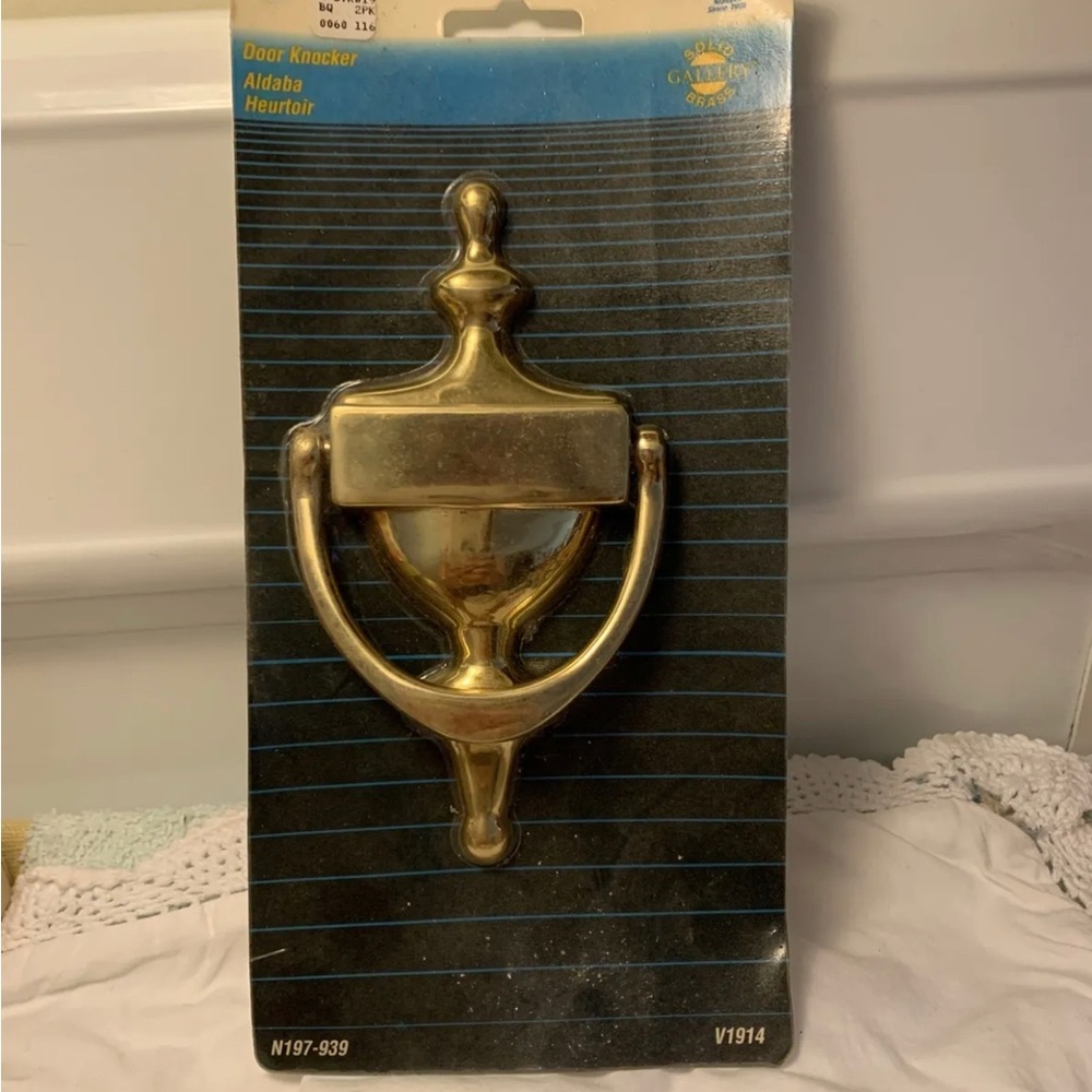 Vintage National Hardware Solid Brass  Door Knocker 7"  N197-939, V1914 Sealed